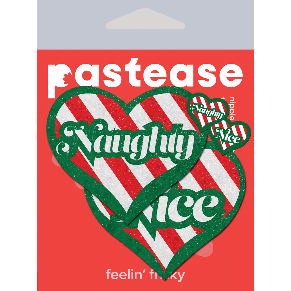 5-Pack: Love: Green, Red and White Velvet Naughty and Nice Heart Nipple Pasties by Pastease® o/s