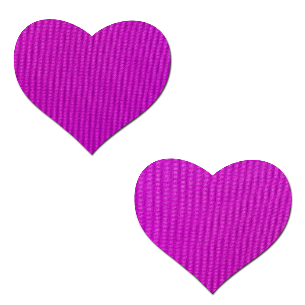 5-Pack: Love: Neon Purple Day-Glow Lycra Heart Nipple Pasties by Pastease® o/s