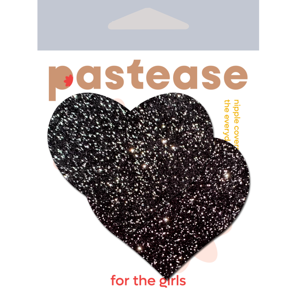 5-Pack: Love: Sparkle Black Heart Nipple Pasties by Pastease® o/s