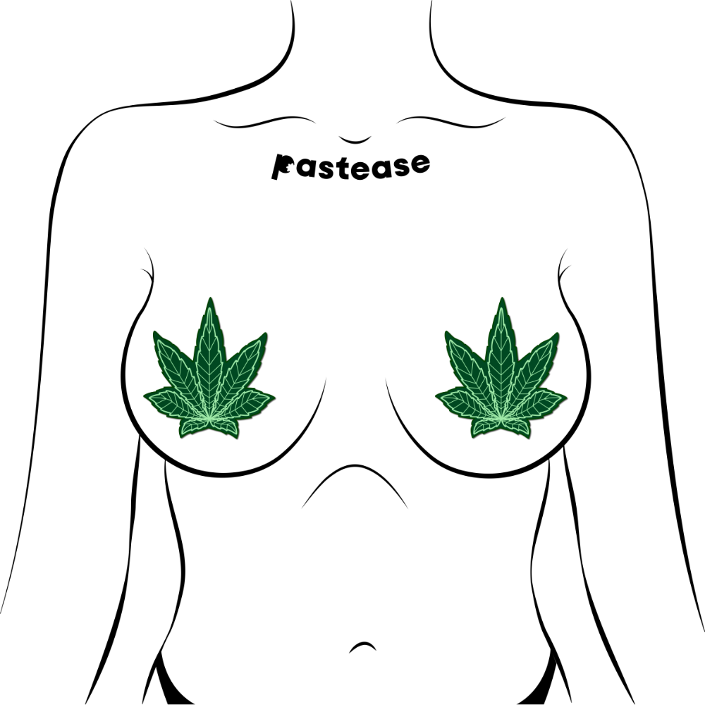 5-Pack: Indica Pot Leaf: Green Weed Nipple Pasties  by Pastease® o/s