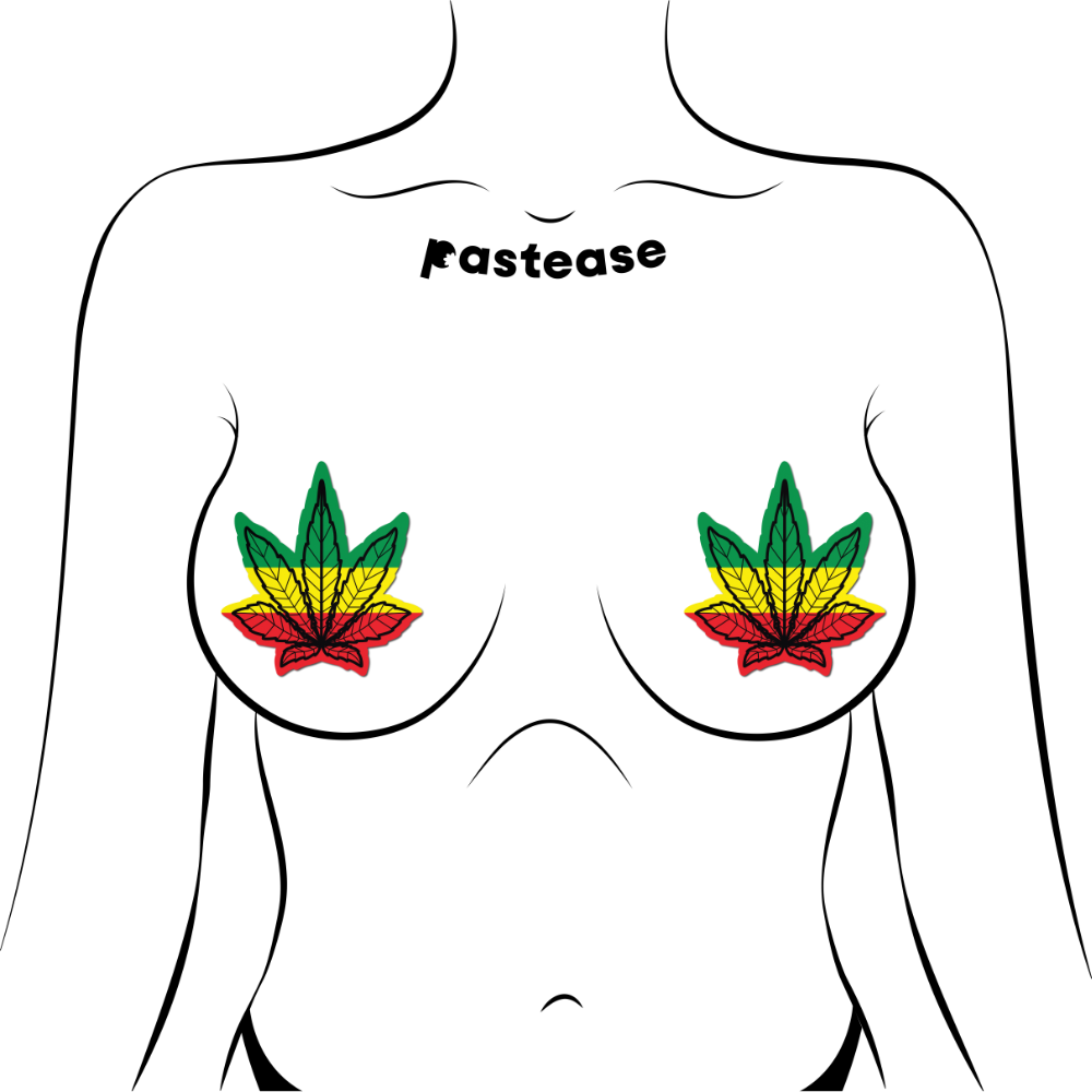 5-Pack: Indica Pot Leaf: Rasta Weed Nipple Pasties  by Pastease® o/s