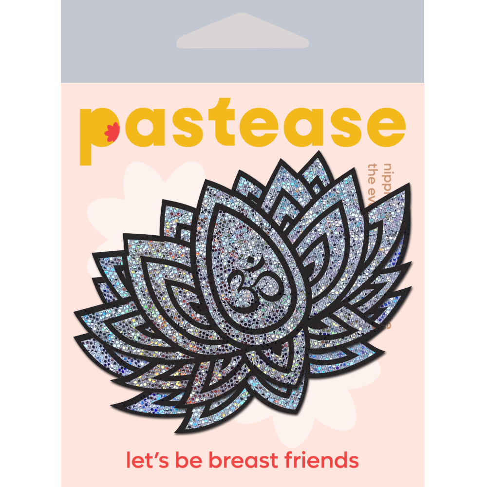 5-Pack: Lotus: Glitter Silver Ohm Lotus Nipple Pasties by Pastease® o/s