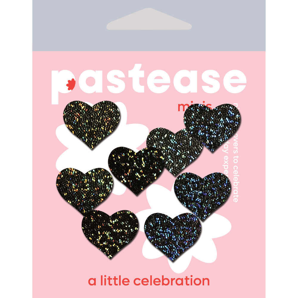 5-Pack: Body Minis: 10 Mini Black Glitter Hearts Nipple & Body Pasties by Pastease® o/s