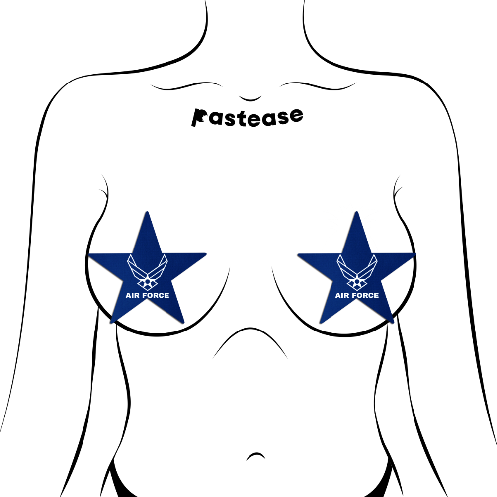 5 Pack: Nautical Star: Military Airforce Insignia White on Blue Nipple Pasties by Pastease®