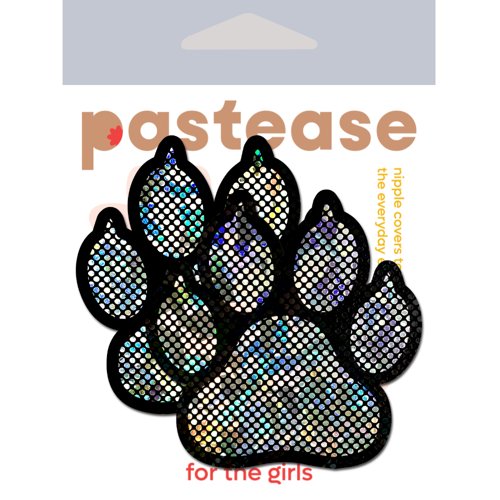 5-Pack: Paw Print on Shattered Glass Disco Ball Silver Nipple Pasties by Pastease®