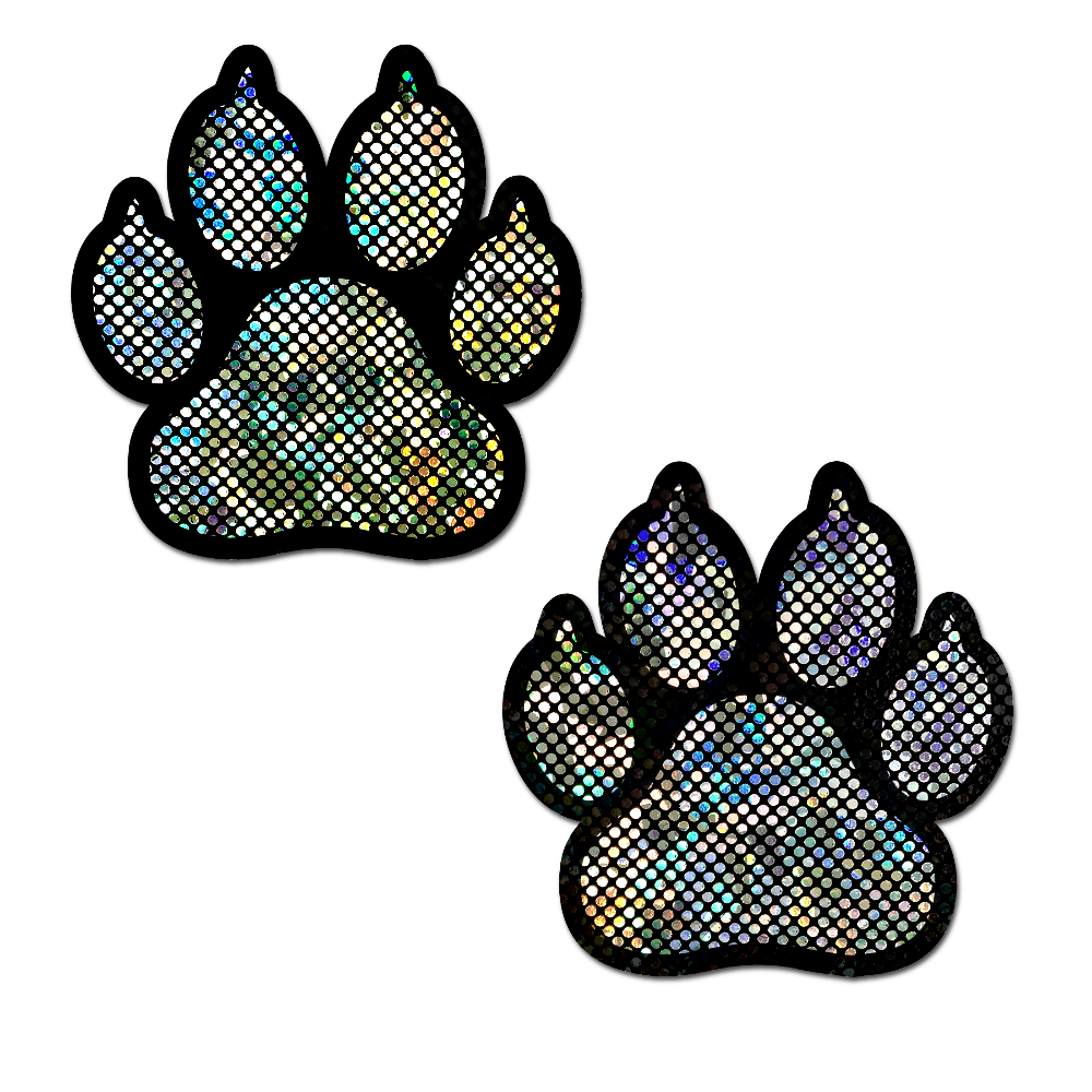 5-Pack: Paw Print on Shattered Glass Disco Ball Silver Nipple Pasties by Pastease®