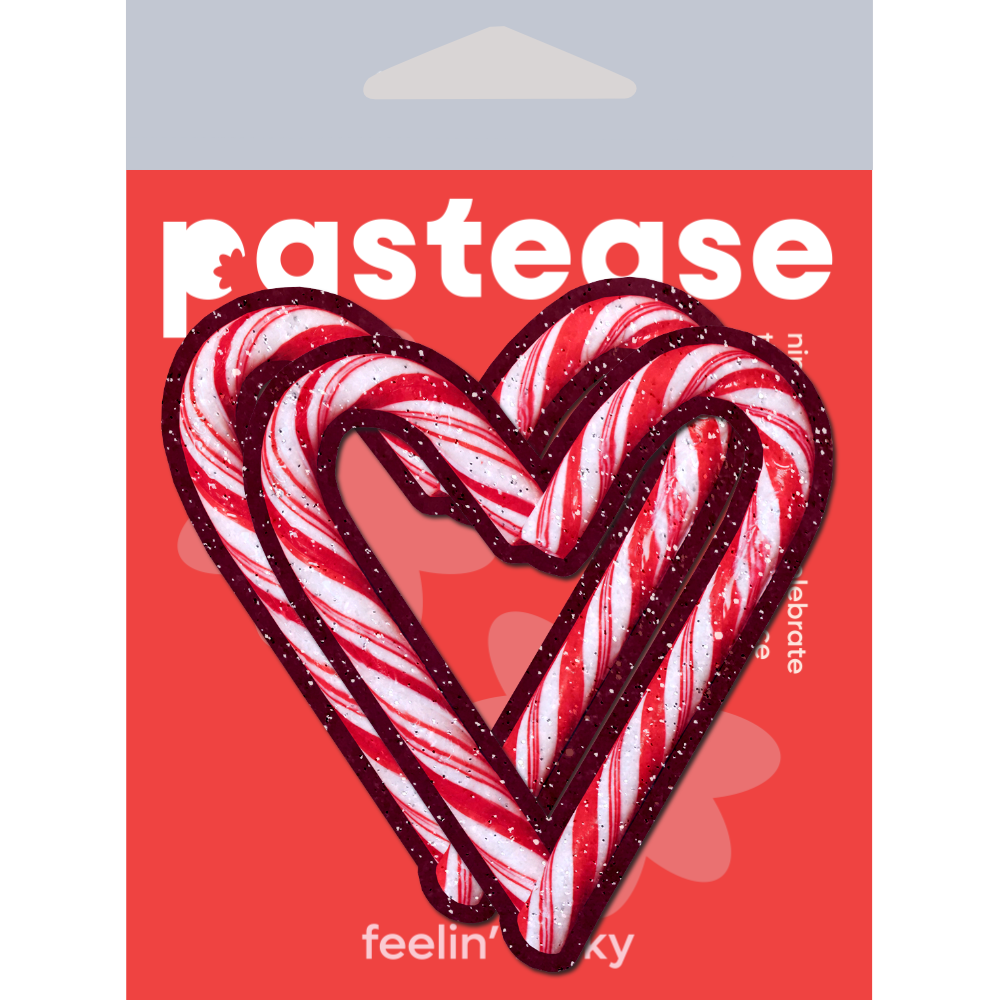 5-Pack: Peek-a-Boob: Candy Cane Heart Red & White Cut-Out Nipple Pasties by Pastease®