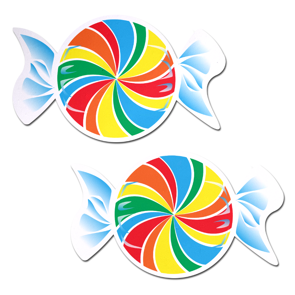 5-Pack: Candy: Rainbow Swirl on White Nipple Pasties by Pastease® o/s