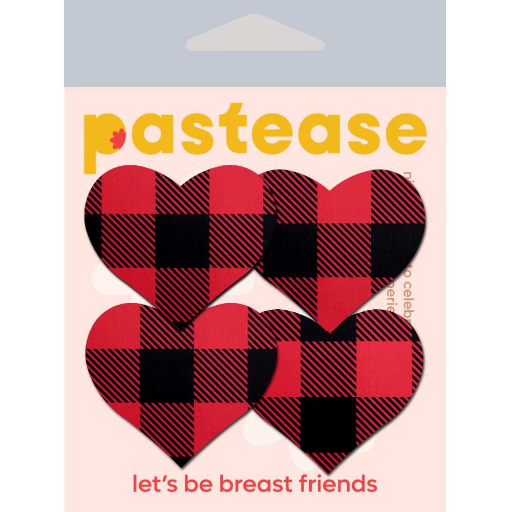 5 Pack: Petites: Two-Pair Small Buffalo Plaid Hearts Nipple Pasties by Pastease®