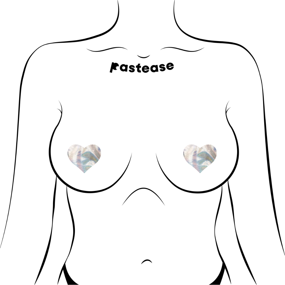 5-Pack: Petites: Two-Pair Small Holographic Silver Hearts  Nipple Pasties by Pastease® o/s