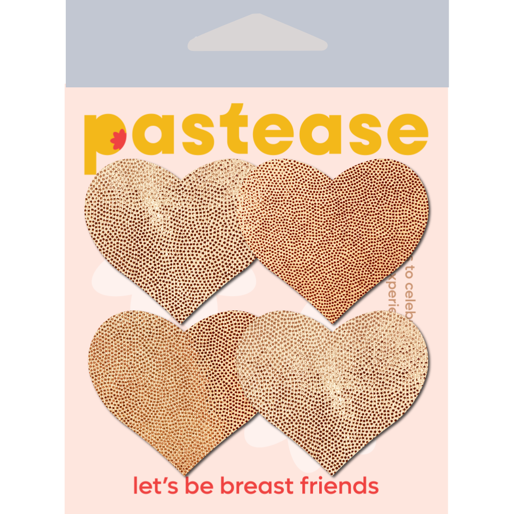 5 Pack: Petite Pasties: Two-Pair Small Rose Gold Hearts Nipple Covers by Pastease®