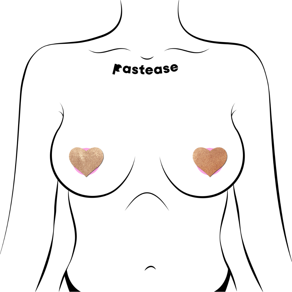 5 Pack: Petite Pasties: Two-Pair Small Rose Gold Hearts Nipple Covers by Pastease®