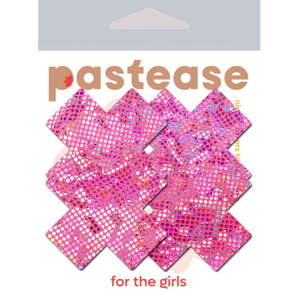 5 Pack: Petite Plus X: Two Pair of Small Shattered Glass Disco Ball Cross Nipple Pasties by Pastease®