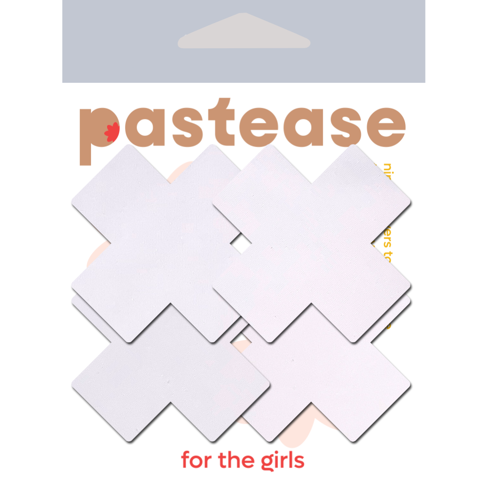 5-Pack: Petite Plus X: Two Pair of Small White Cross Nipple Pasties by Pastease® o/s