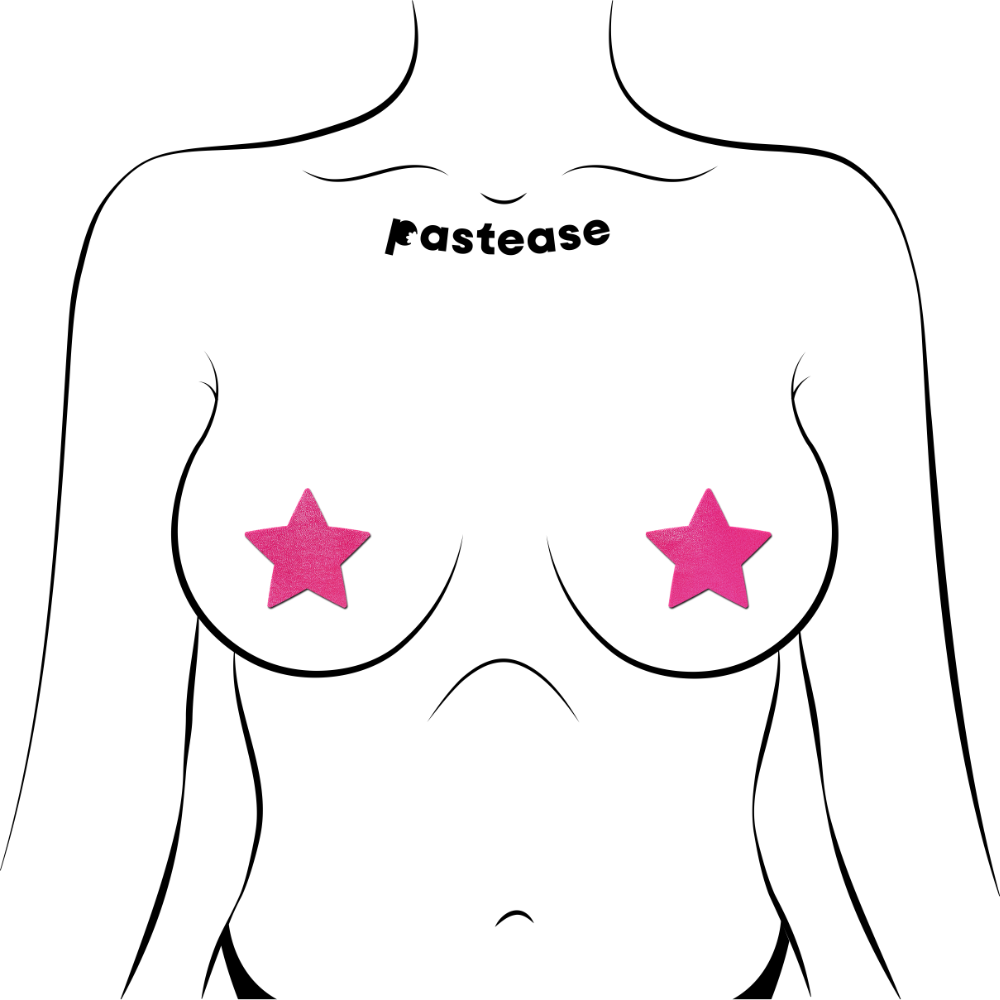 5-Pack: Petites: Two-Pair of Small Neon Pink (backlight reactive) Star Nipple Pasties by Pastease® o/s
