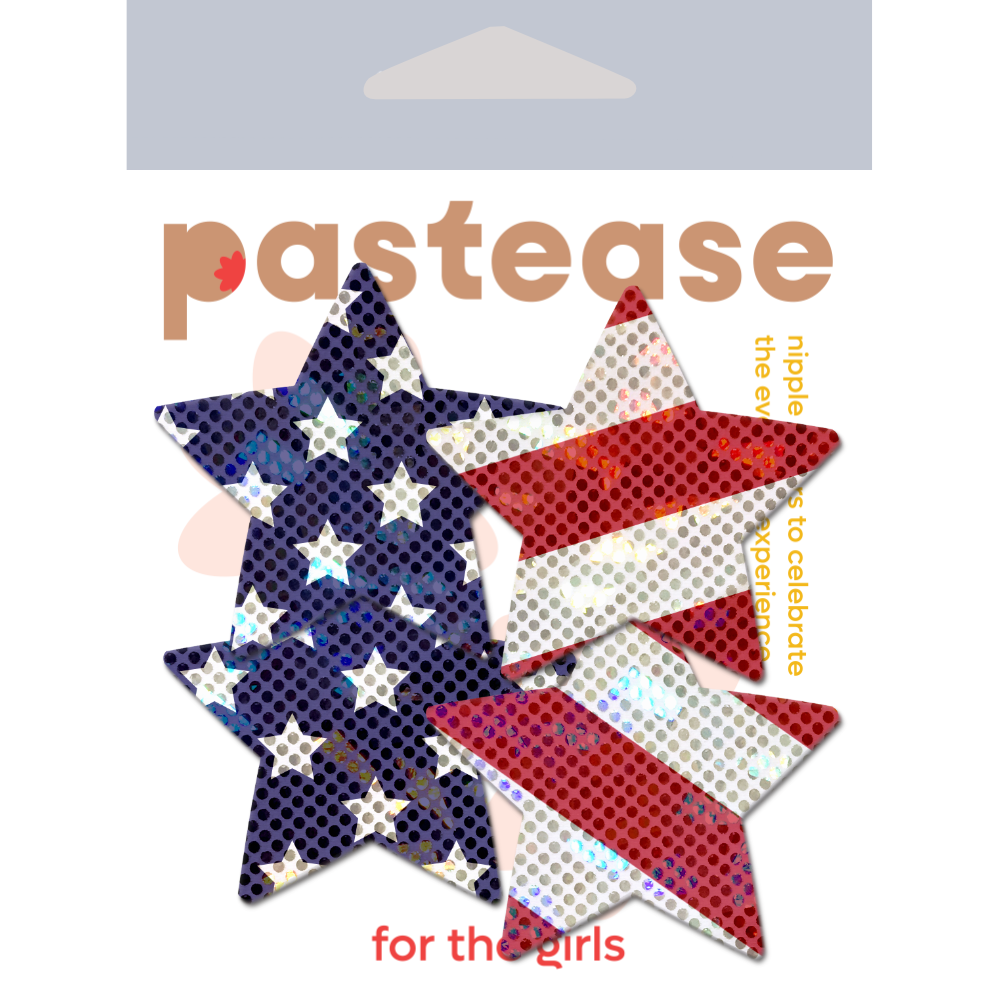 5 Pack: Petites: Two-Pair Small Glittering Stars & Stripes Star Nipple Pasties by Pastease®