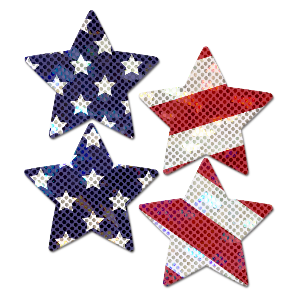 5 Pack: Petites: Two-Pair Small Glittering Stars & Stripes Star Nipple Pasties by Pastease®
