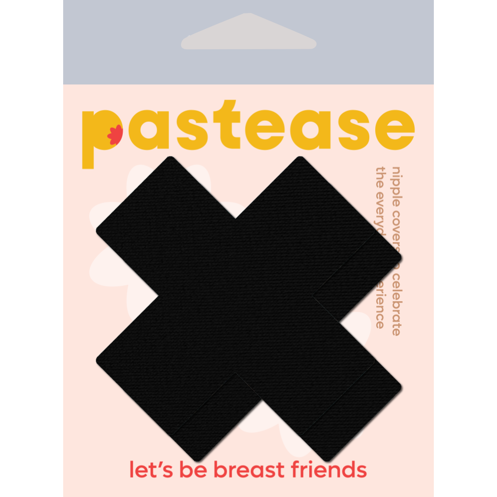 5-Pack: Plus X: Matte Black Cross Nipple Pasties by Pastease® o/s