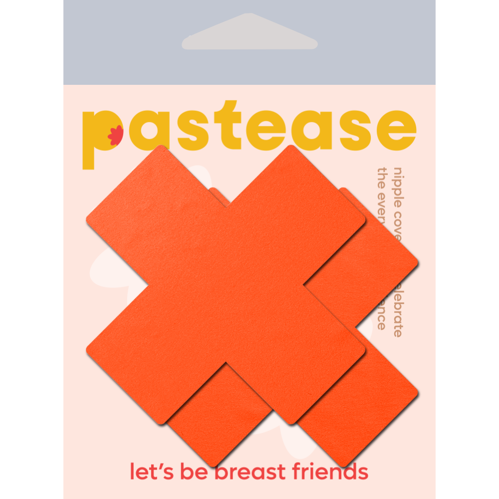 5-Pack: Plus X: Neon Orange Cross Nipple Pasties by Pastease® o/s