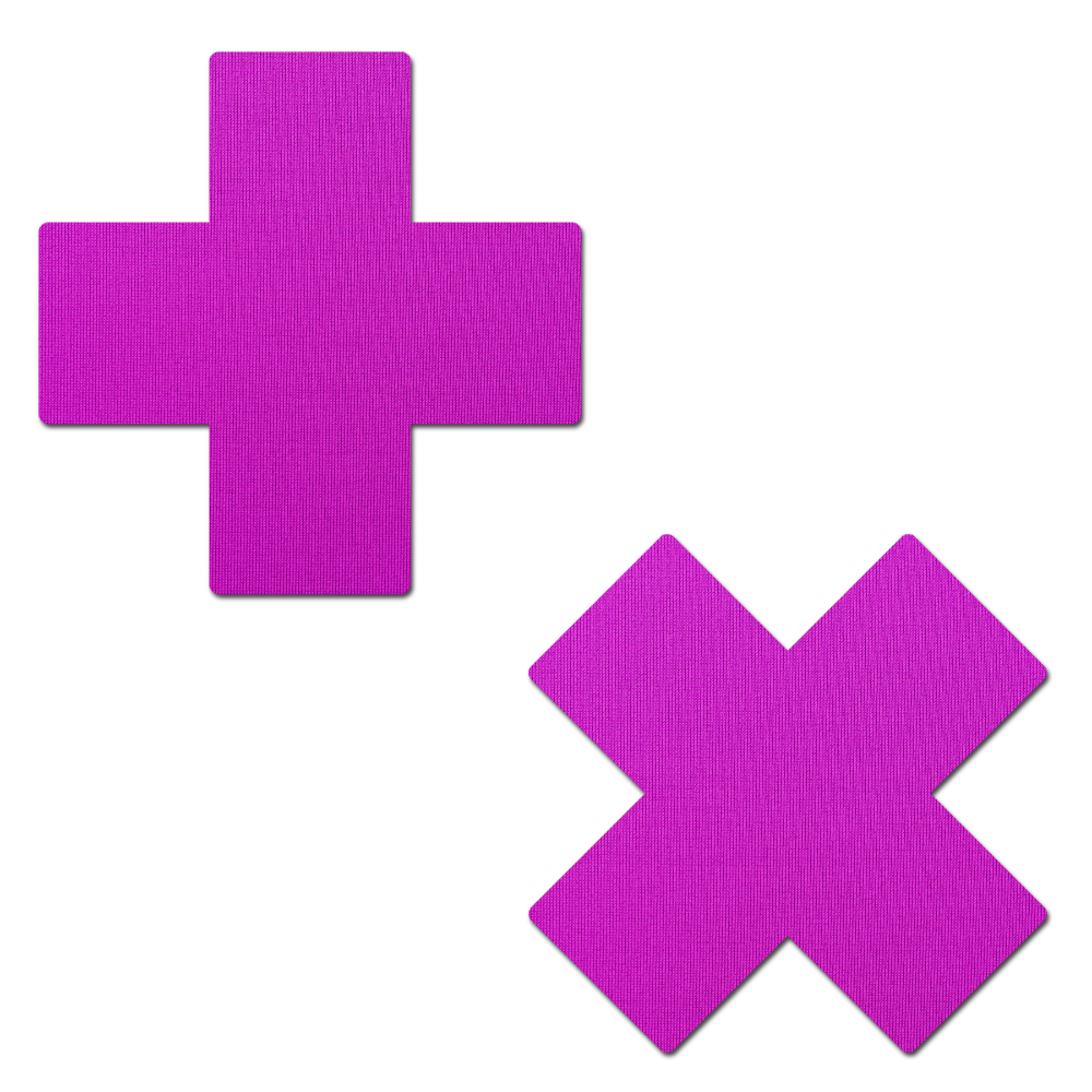 5-Pack: Plus X: Neon Purple Cross Nipple Pasties by Pastease® o/s
