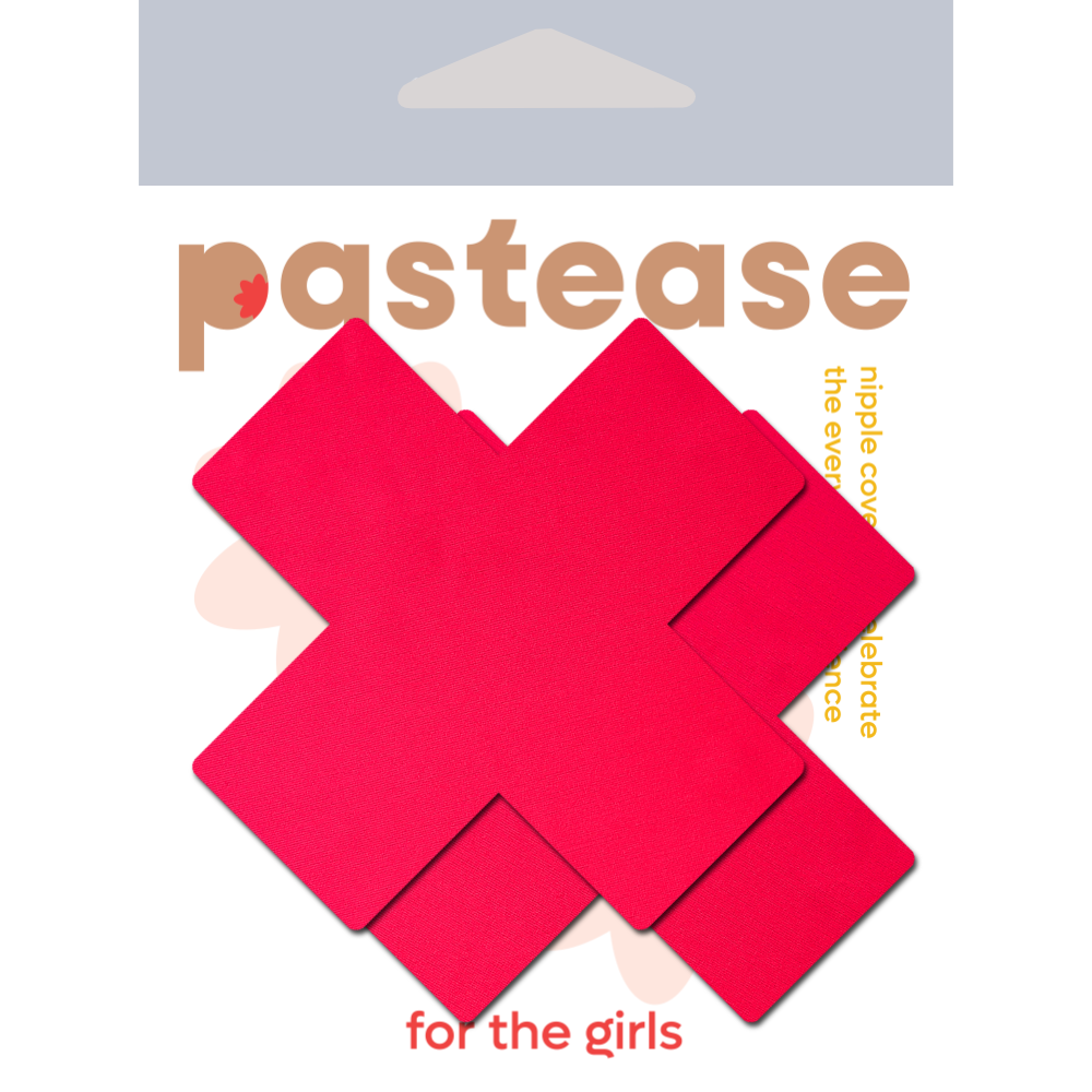 5-Pack: Plus X: Neon Red Cross Nipple Pasties by Pastease® o/s