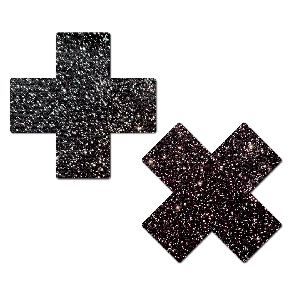 5-Pack: Plus X: Sparkle Black Plus Nipple Pasties by Pastease® o/s