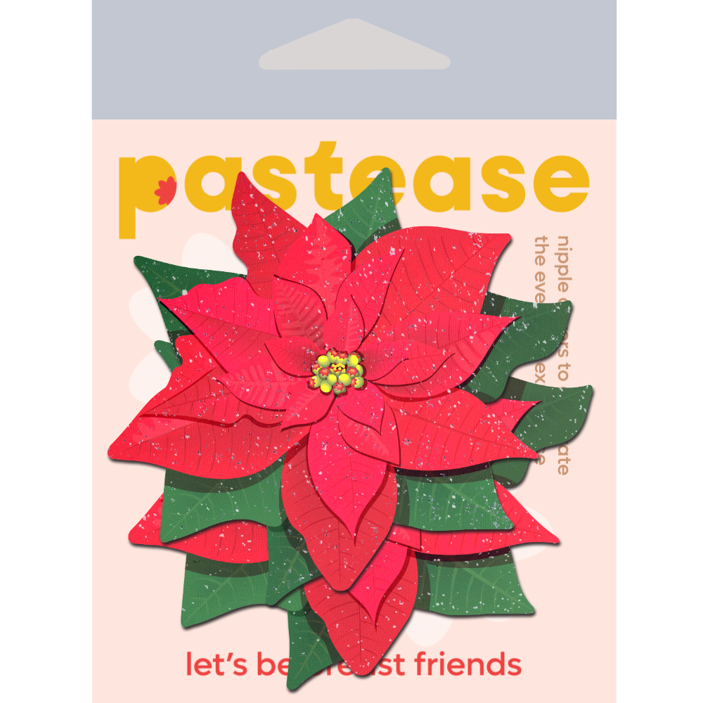 5-Pack: Christmas Winter Poinsettia Red & Green Nipple Pasties by Pastease®