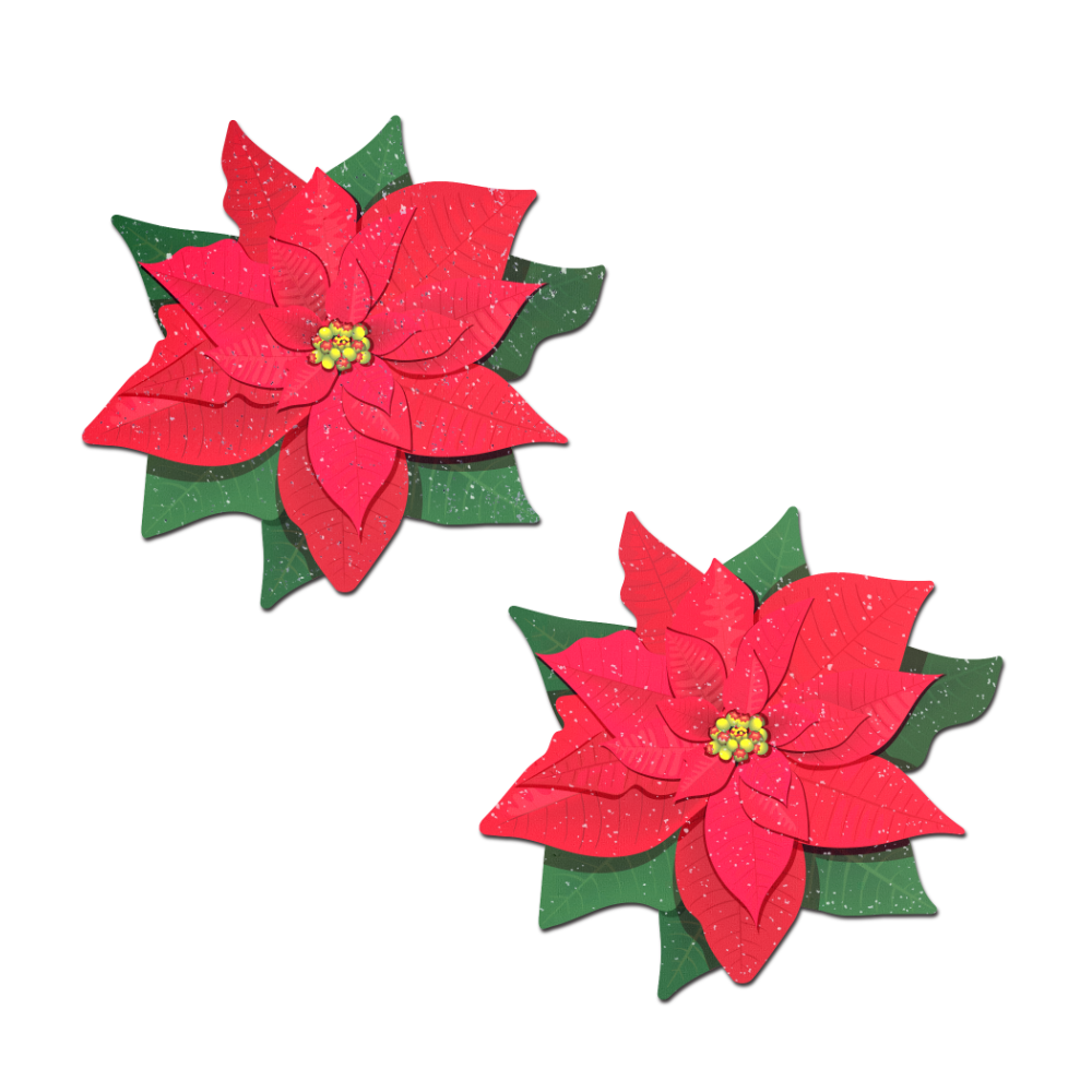 5-Pack: Christmas Winter Poinsettia Red & Green Nipple Pasties by Pastease®