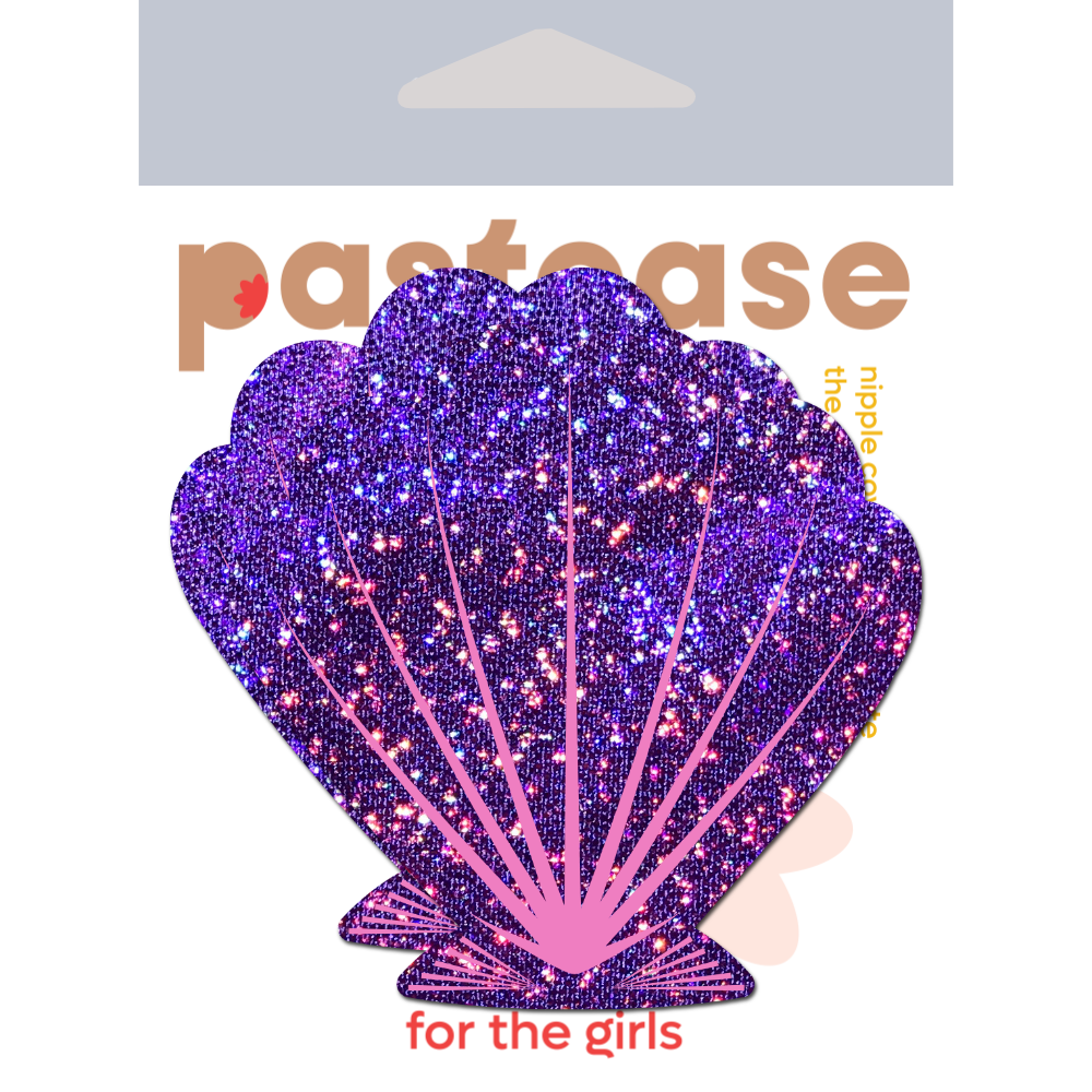 5-Pack: Mermaid:  Glitter Purple and Pink Seashell Nipple Pasties by Pastease® o/s