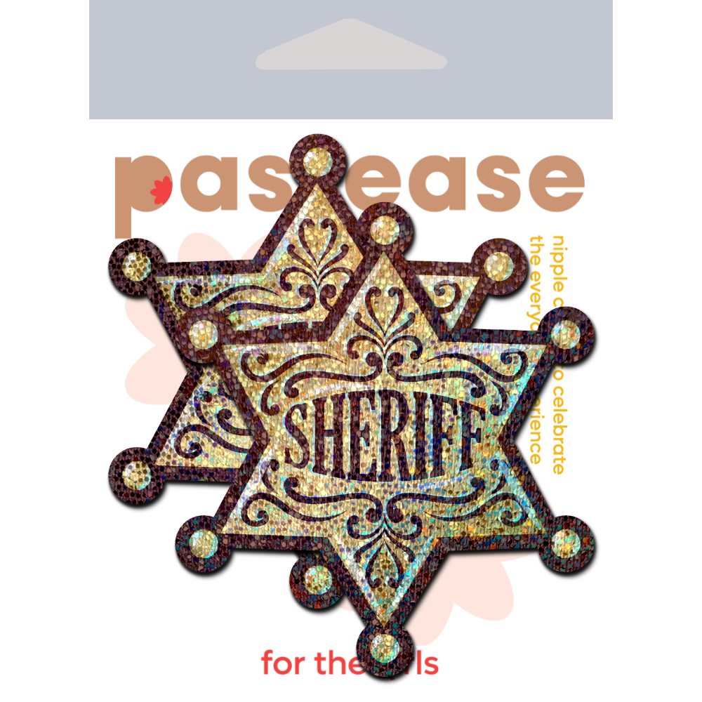 5-Pack: Sheriff Star: Glittering Golden Sheriff's Badge Nipple Pasties by Pastease®