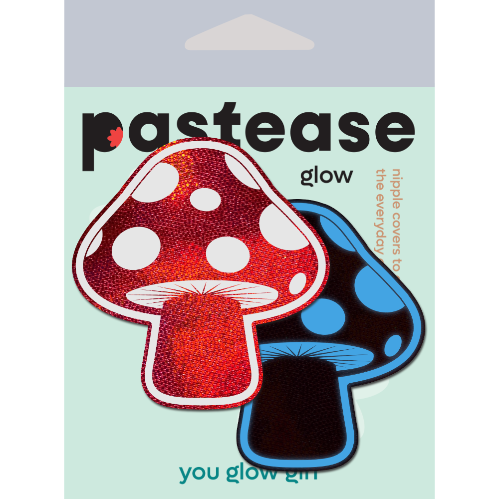 5 Pack: Mushroom: Shiny Red & White Glow-in-the-Dark Shroom Nipple Pasties by Pastease®