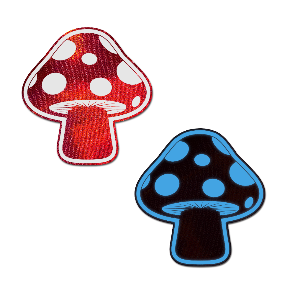 5 Pack: Mushroom: Shiny Red & White Glow-in-the-Dark Shroom Nipple Pasties by Pastease®