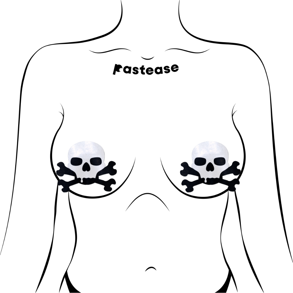 5-Pack: Skull: Sullen Skull Black & White Nipple Pasties by Pastease® o/s
