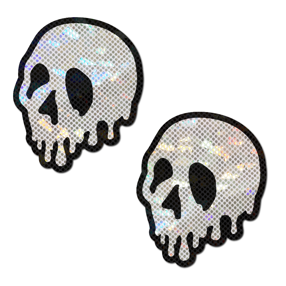 5 Pack: Skull Melt Pasties: Shattered Glass Drip Skull Nipple Covers by Pastease®