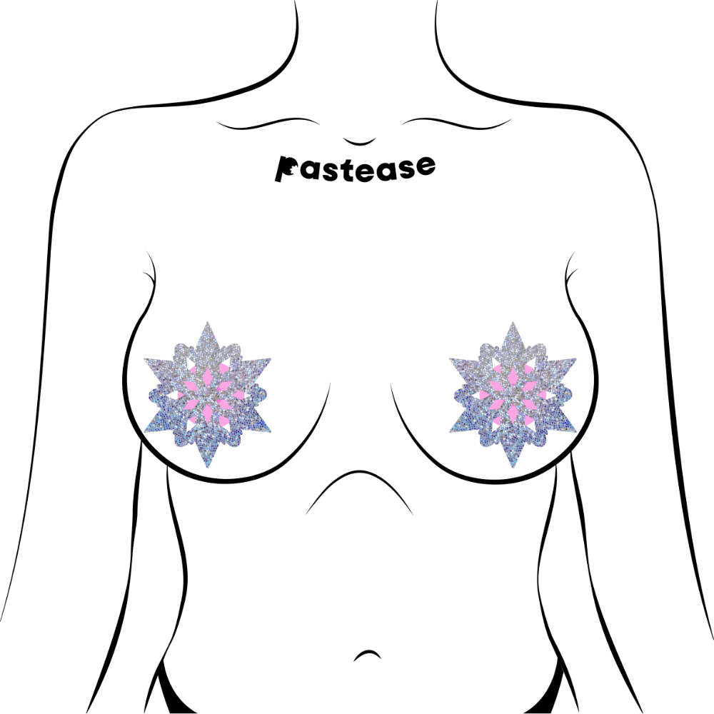 5 Pack: Snowflakes: Silver Glitter Snowflake Nipple Pasties by Pastease® o/s