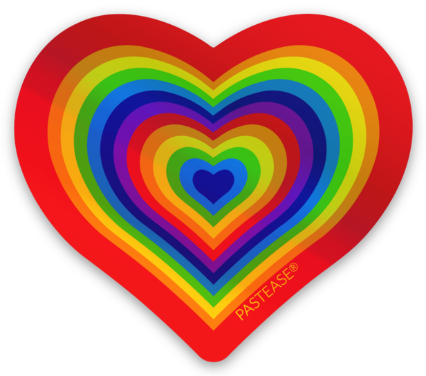5-Pack: Sticker: Pastease® Beating Double Rainbow Heart