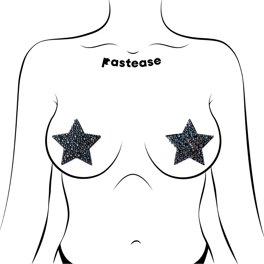 5-Pack: Star: Crystal Black Nipple Pasties by Pastease® o/s