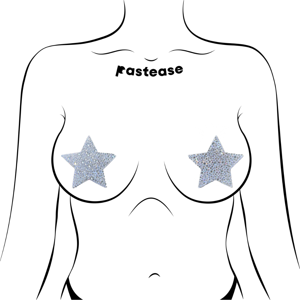 5-Pack: Star: Crystal Silver Nipple Pasties by Pastease® o/s