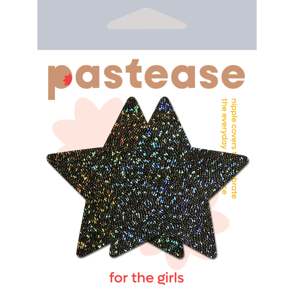 5-Pack: Star: Black Glitter Star Nipple Pasties by Pastease® o/s