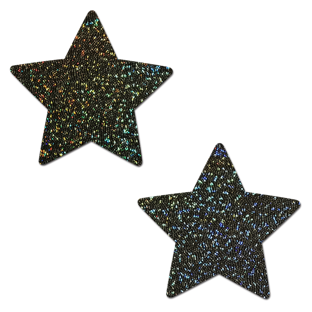 5-Pack: Star: Black Glitter Star Nipple Pasties by Pastease® o/s