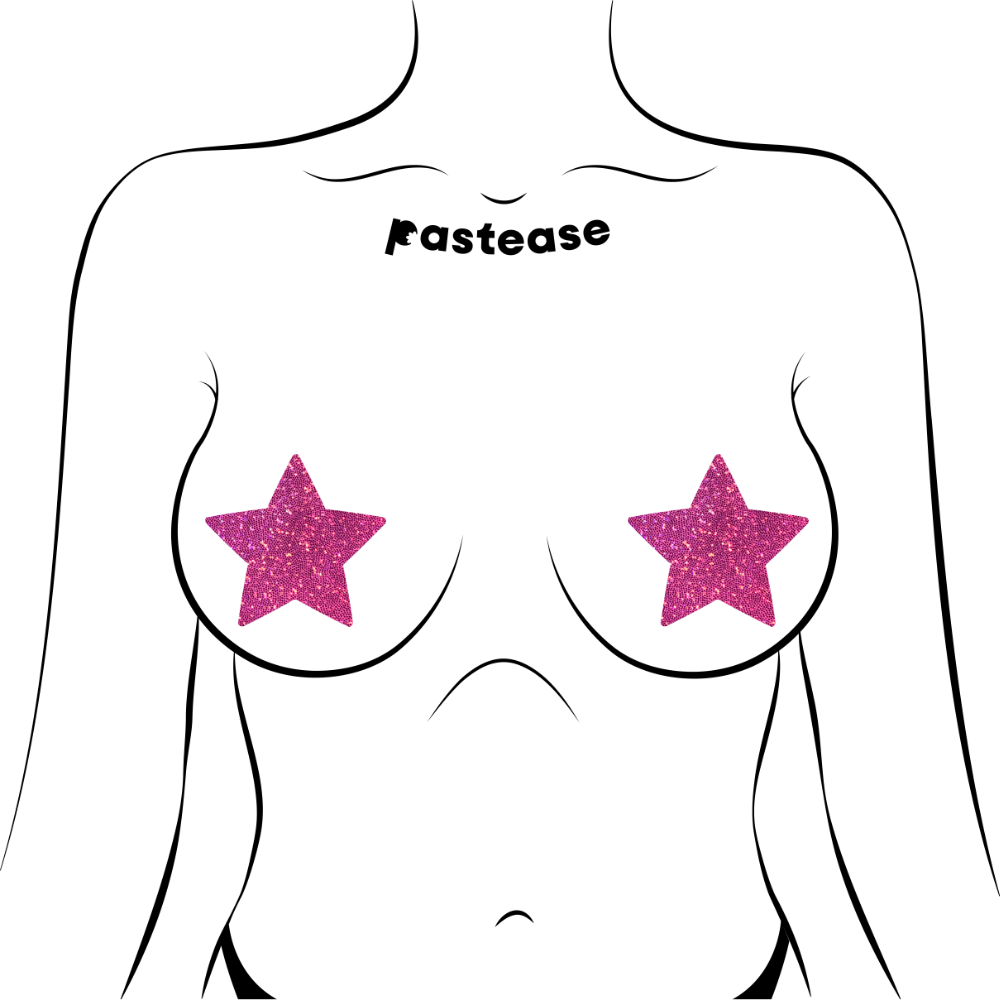 5-Pack: Star: Hot Pink Glittering Star Nipple Pasties by Pastease® o/s