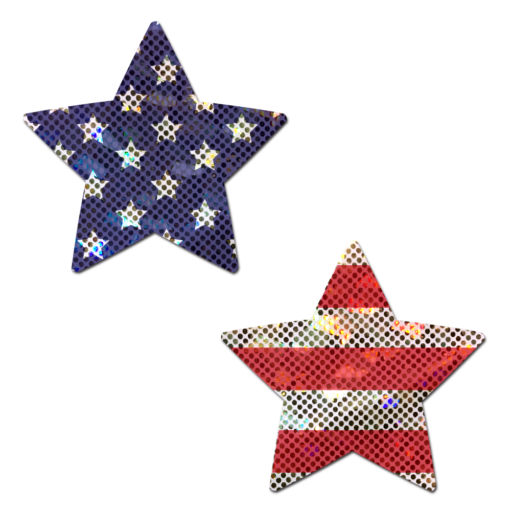 5-Pack: Star: Glittering Stars & Stripes Patriotic Star Nipple Pasties by Pastease® o/s