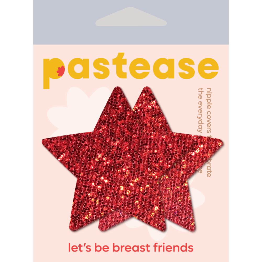 5-Pack: Star: Red Glitter Star Nipple Pasties by Pastease® o/s