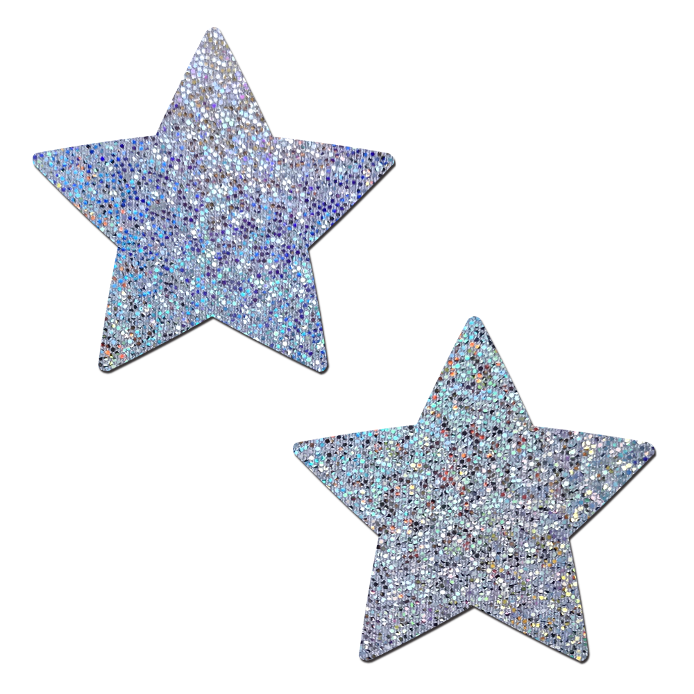 5-Pack: Star: Silver Glitter Star Nipple Pasties by Pastease® o/s