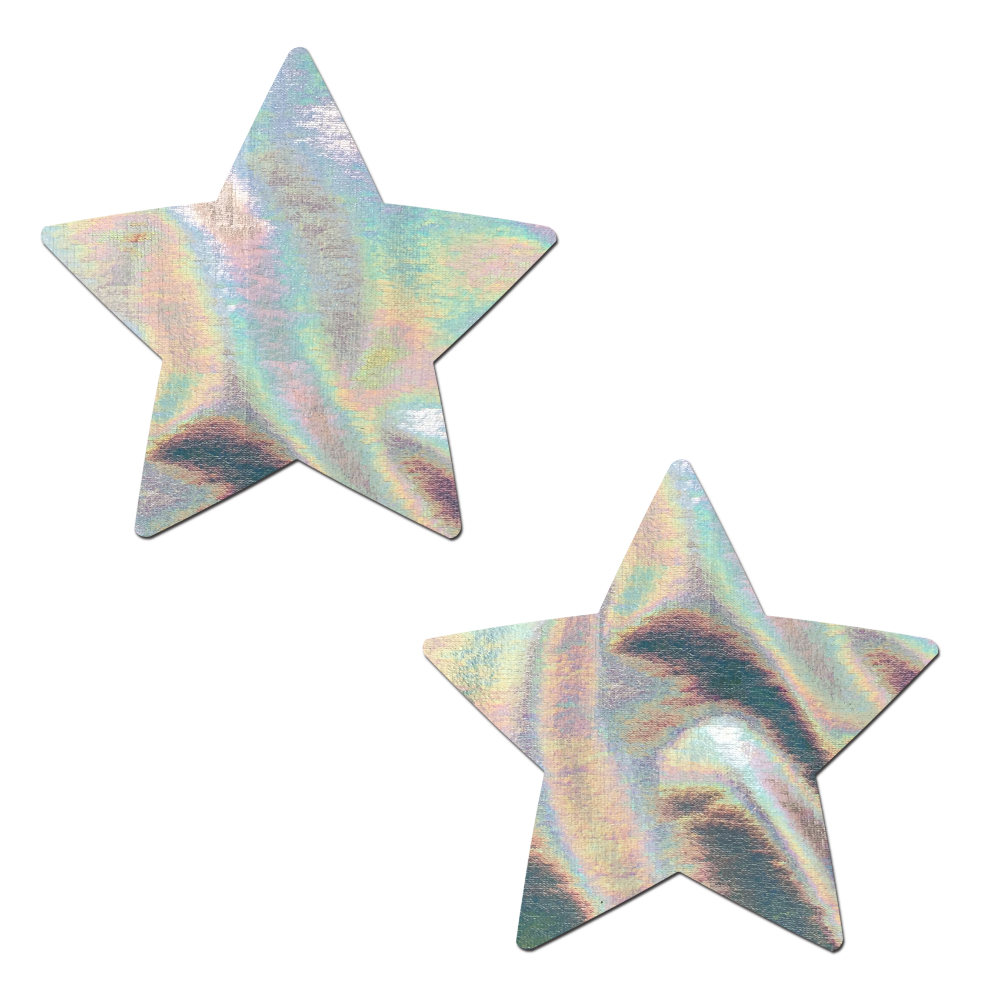5-Pack: Star: Silver Holographic Star Nipple Pasties by Pastease® o/s