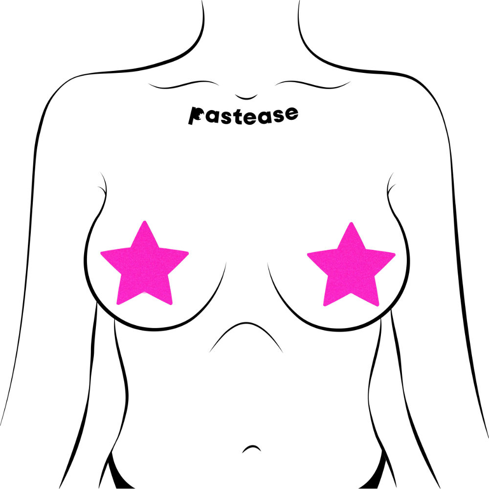 5-Pack: Star: Neon Pink Star Nipple Pasties by Pastease® o/s