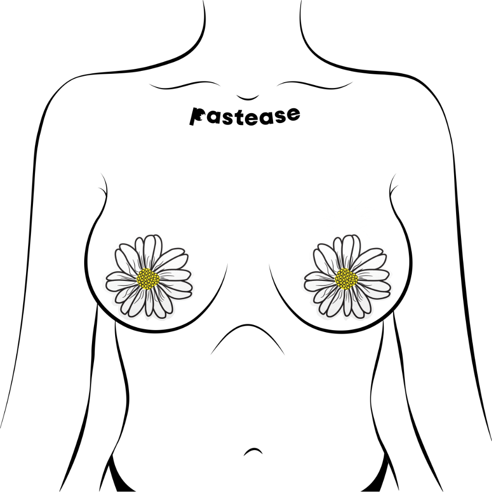 5-Pack: Wildflower: White and Yellow with Black Flower Nipple Pasties by Pastease® o/s